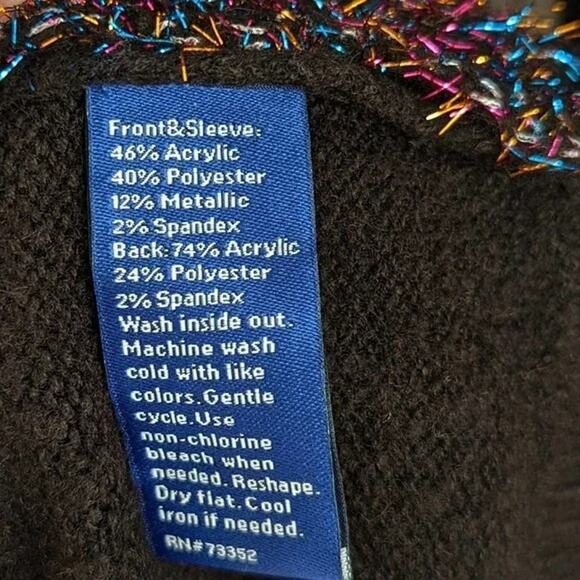 Apt. 9 Black Metallic Tinsel Polka Dot Sweater Size Small - Picture 4 of 7